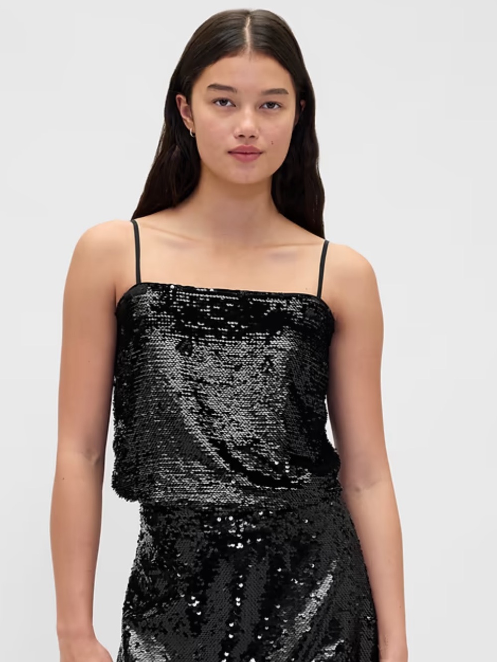 NWT GAP Black Sequin Spaghetti-Strap Cami Size Medium